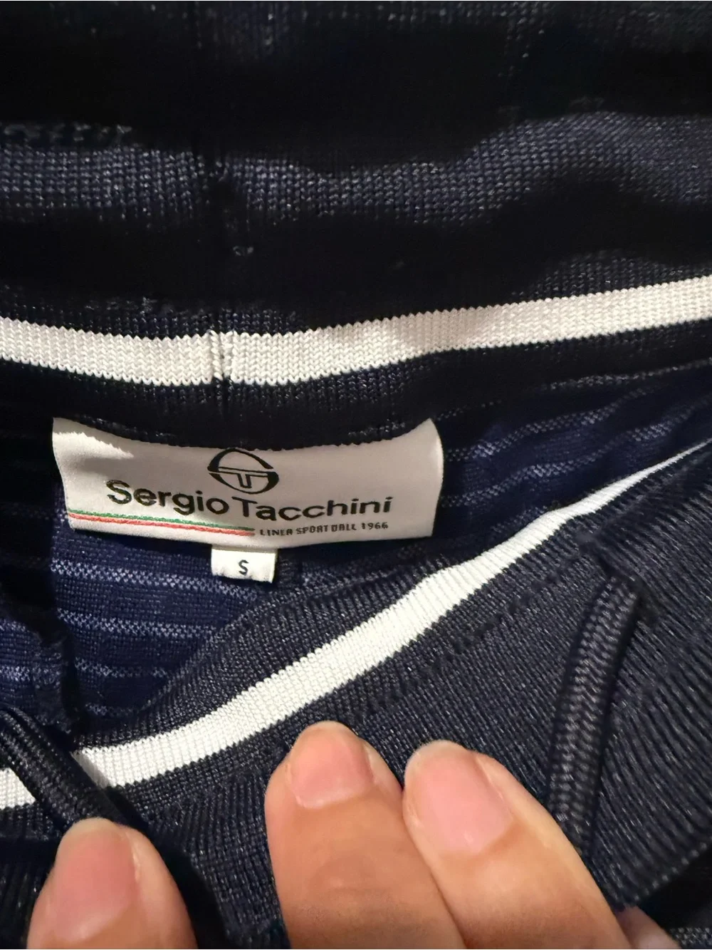 Sergio Tacchini Navy and Gray Striped Track Jacket